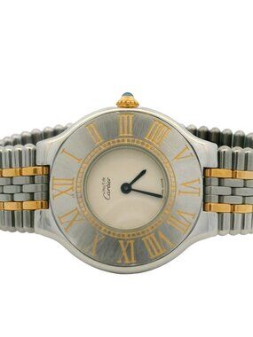 Cartier 123000P Must 21 31mm Ivory Dial Gold Plated Stainless Steel Quartz Watch